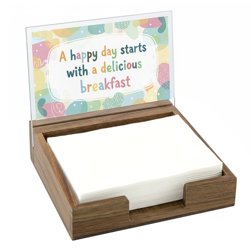 Porte-serviette de table avec porte-affiche de menu en acrylique