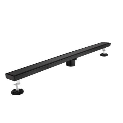 Caniveau de douche linéaire de 81 cm (32 pouces) avec couvercle amovible, en acier inoxydable 304. Filtre à cheveux et pieds de nivellement inclus.
