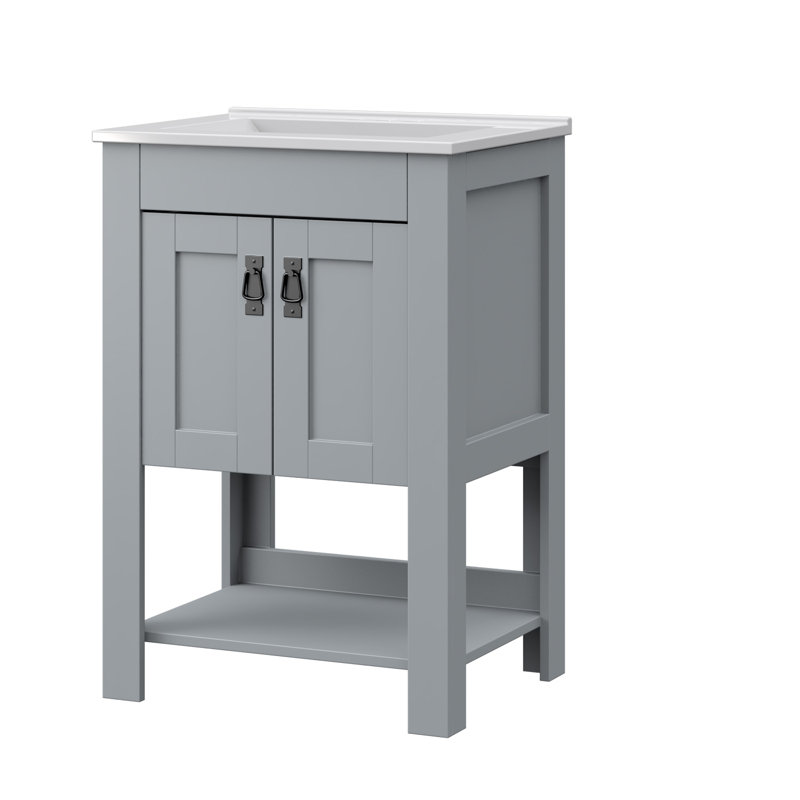 Meuble-lavabo simple avec plateau en porcelaine 26,75 po Belle, Bleu