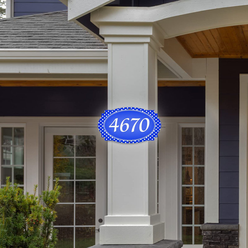 Plaque d'adresse murale sur 1 ligne, Bleu, Oui