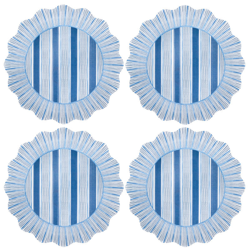 Cabana Stripe Melamine Dinner Plates, Ocean