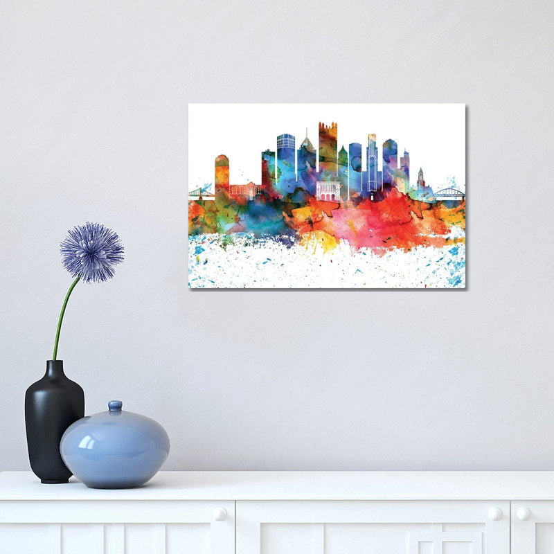 Pittsburgh Skyline 1 Piece Wrapped Canvas Painting, 30.48 cm H x 45.72 cm W