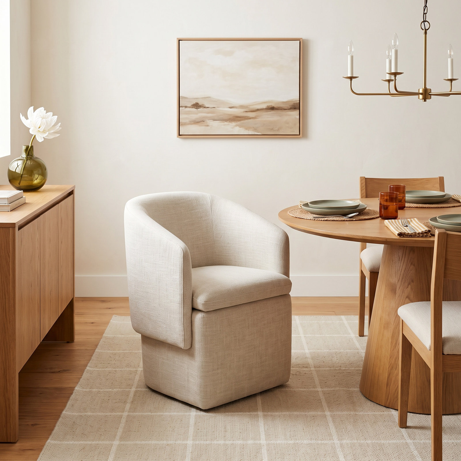 Temara Dining Armchair, Effie Linen Performance Linen