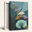 «Lotus Leaves and Buds in Gold and Teal», art mural sur toile-133561007