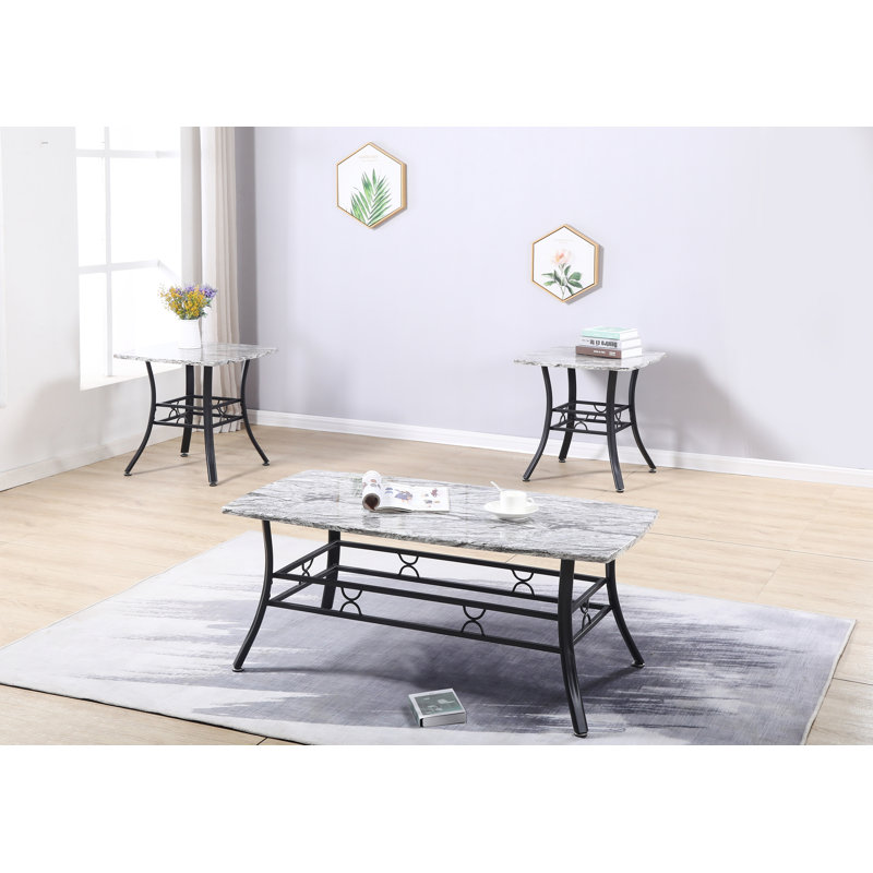 Ensemble de table de salon 3 pièces Jakel, Gris