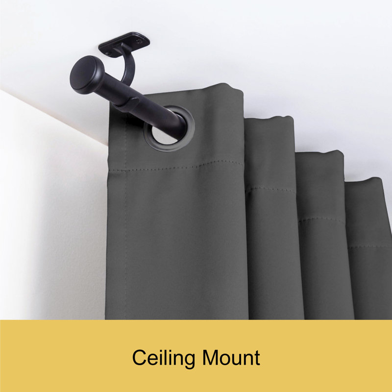 Adjustable Black Steel Tension Curtain Rod for Indoor/Outdoor Use