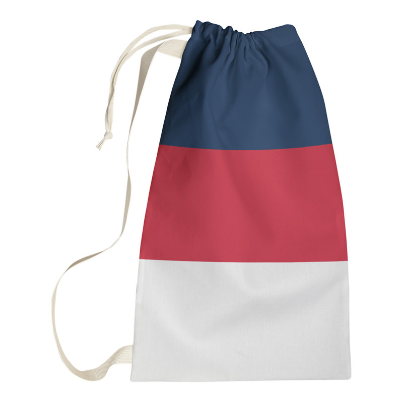 Fabric Laundry Bag with Handles, 29" H x 18" W x 1.5" D, Egyptian Blue/Red/White