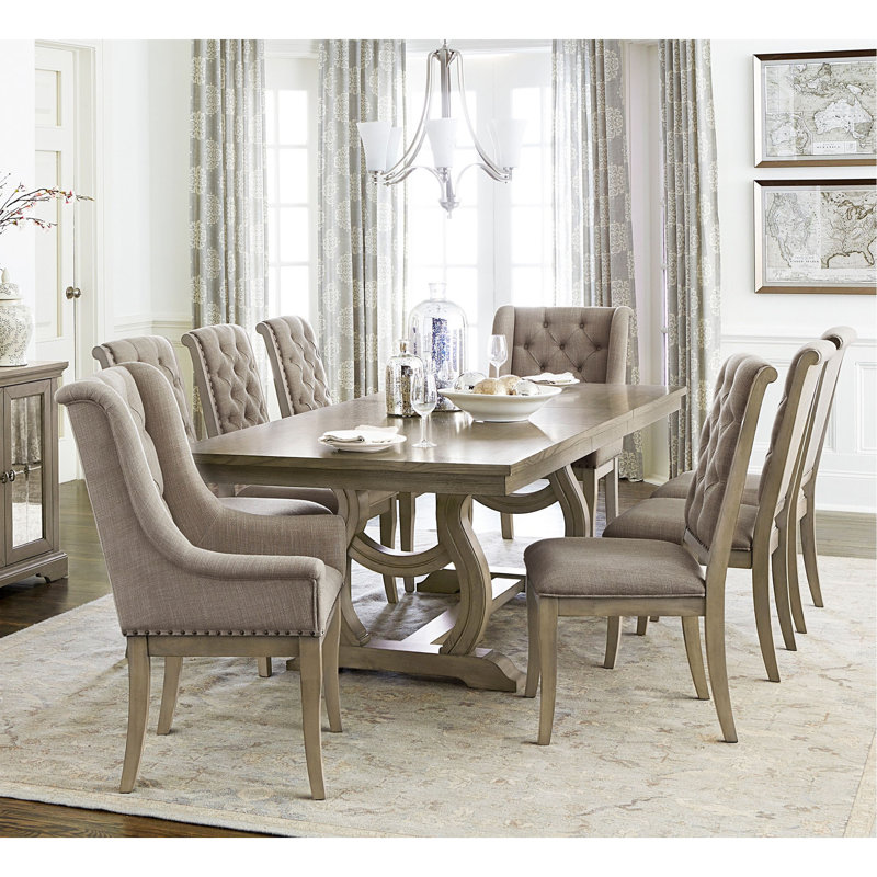 Ensemble de table et chaises de salle à manger extensible Classic Luxury, 9