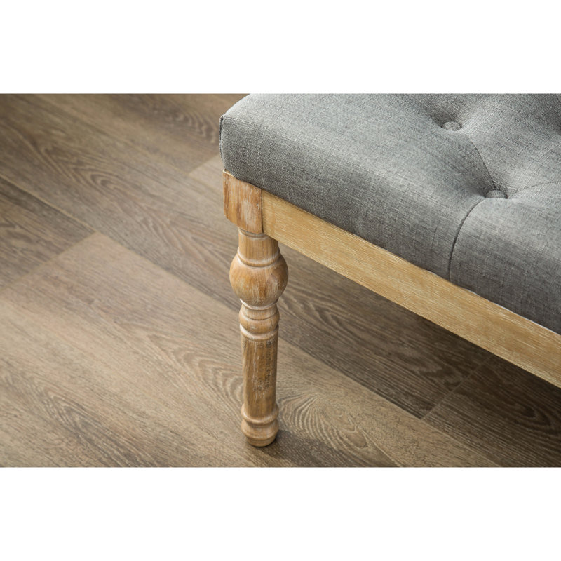 Banc de salle à manger gris en bois massif - Collection Habit, rembourrage de siège luxueux, structure de pieds stable, l 48 po x P 16 po H 19,5 po de couleur, siège confortable, pieds élégants, 48 po x 16 po x 19,5 po