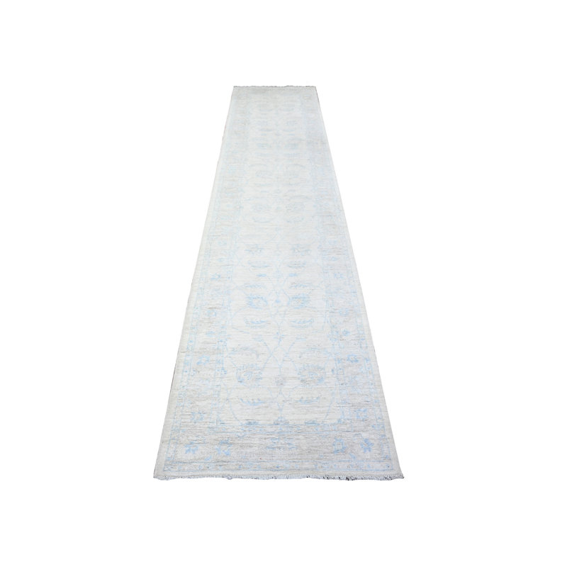 Tapis de couloir 100% laine noué à la main ivoire délavé 2 pi 8 po x 12 pi 68EE874CEB58415E9D3D26674CFCE86A