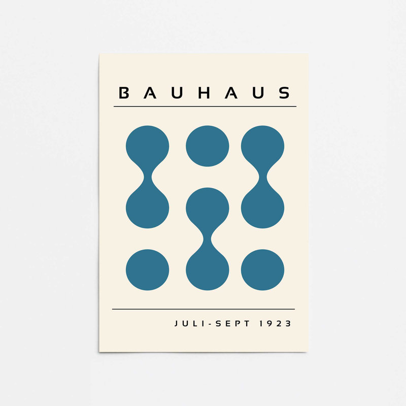 Imprimé Bauhaus incurvé bleu, 20" H x 16" W, Bauhaus courbé bleu, Sans cadre, papier