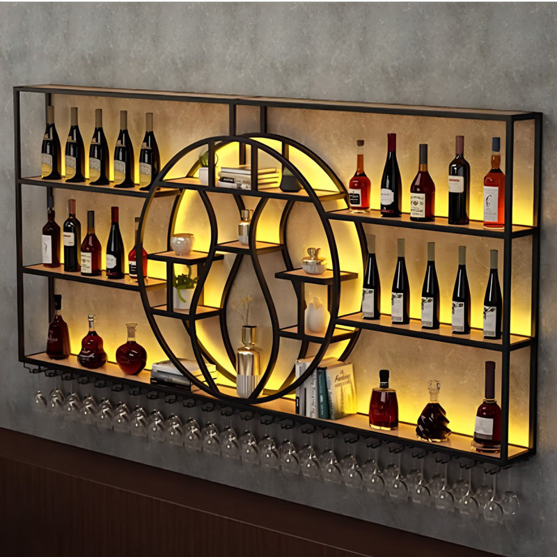 Porte-bouteilles mural Creative vase, Noir, noir, noir, noir, H 47,2 po x l 78,7 po x P 7,8 po