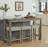59-Inch Multifunctional Bar/Dining/Sofa Table Set Built-in 2 AC Outlets + 2 USB Ports 3 Linen-Upholstered Stools 4-Piece Set for Living Room, Dining & Kitchen 250lbs Weight Capacity per Stool-1047837148