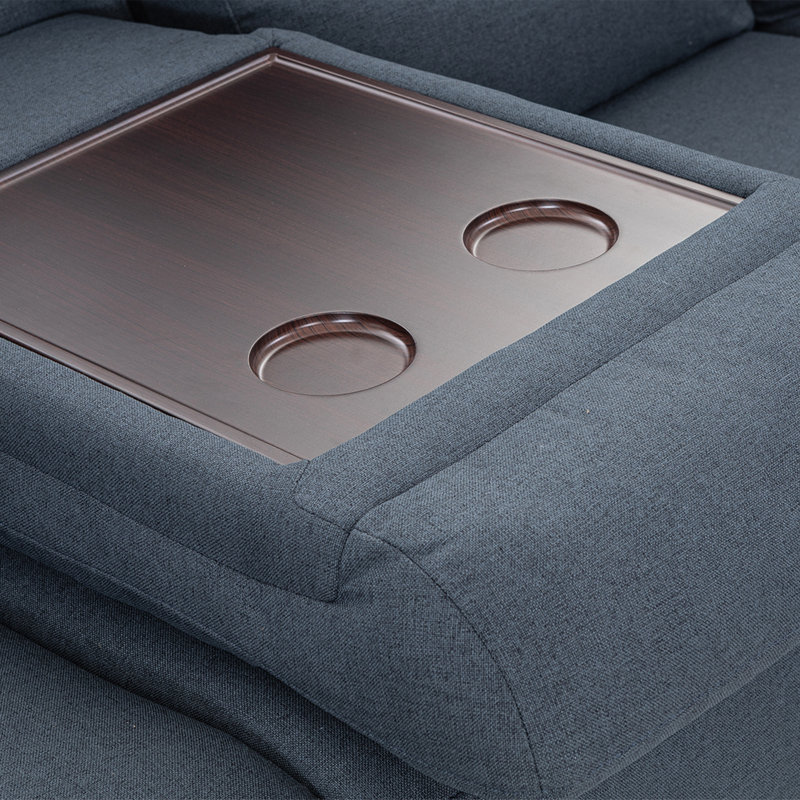 6 - Piece Upholstered Sectional, Dark Blue Fabric