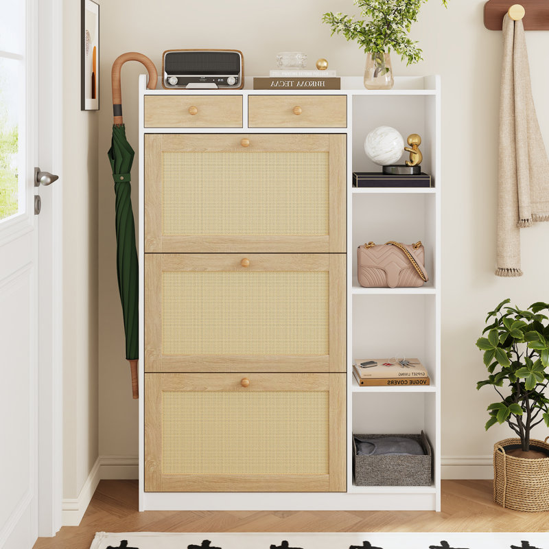 18 Pair Shoe Storage Cabinet, White