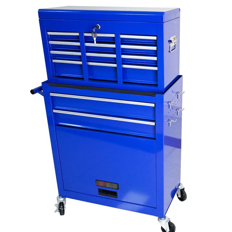 8 chariot de rangement mobile - Coffre à outils intérieur spacieux avec roulettes bleu, Bleu