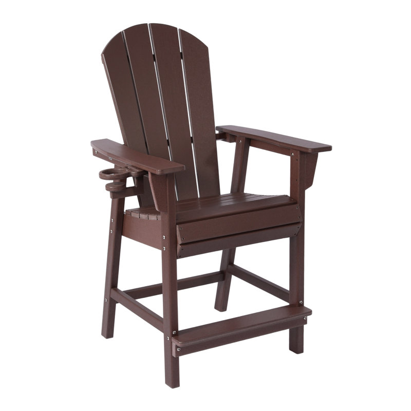 Chaise de comptoir Adirondack avec porte-gobelet, Dark Brown, 24.25"