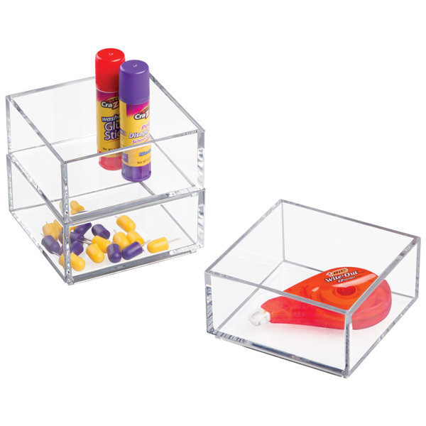 mDesign Inbox Zero Plastic Stackable Office Drawer Organizer, 4