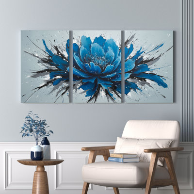 «Blue Floral», reproduction d'art sur toile tendue sur toile