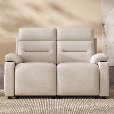 Canapé modulaire inclinable électrique, siège à deux places, tissu en lin, crème