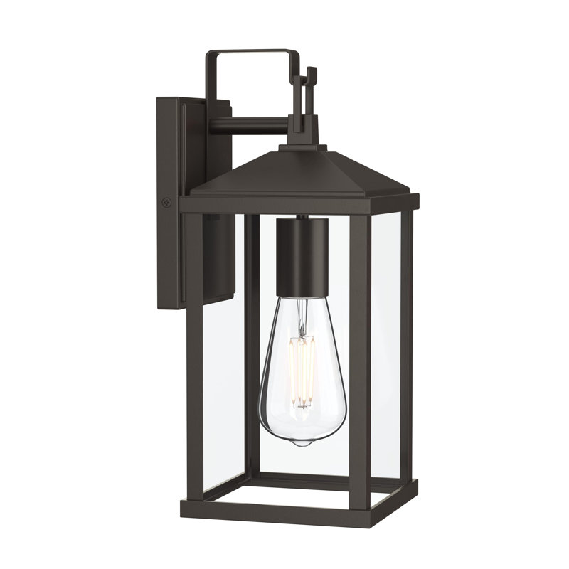 Lanterne murale d'extérieur 1 lumière moyenne en bronze antique 13,25 po Cantley avec panneaux en verre transparent
