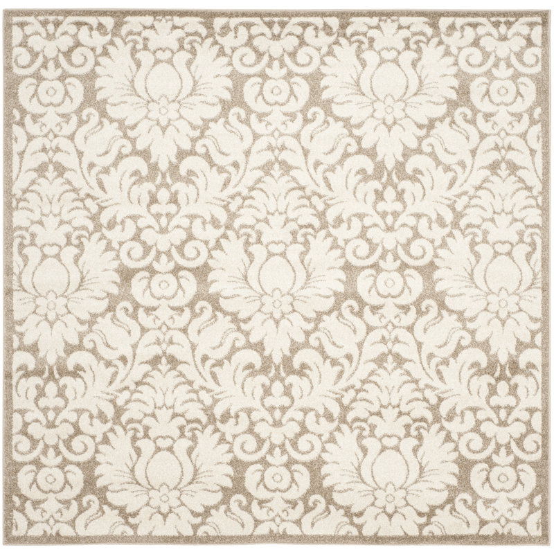 Carman Performance Damask Rug, Square 7'