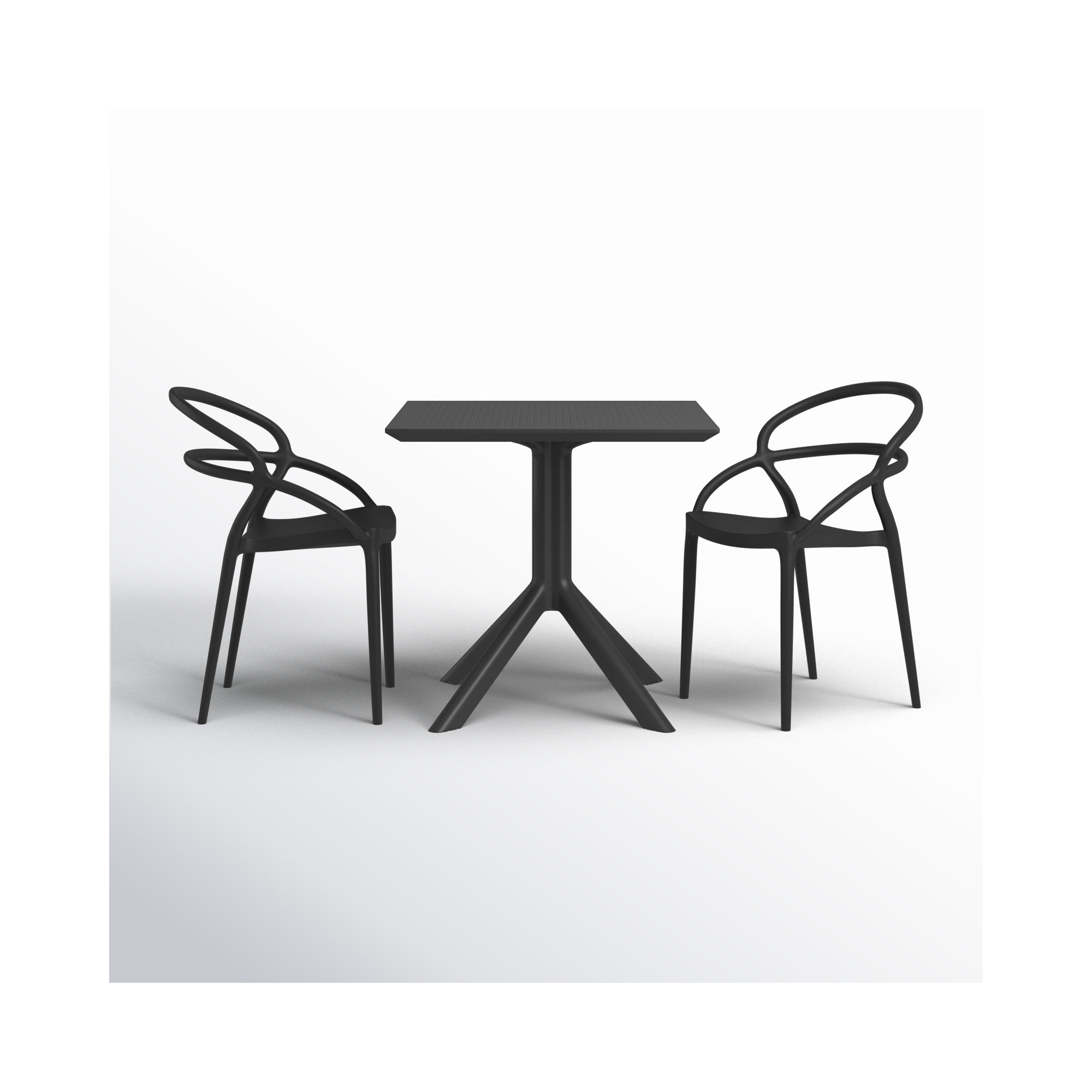 Farrah Patio 3 Piece Bistro Set, Black