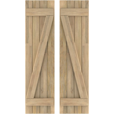 Americraft (2 Batten) Joined Board-n-Batten Shutters w/ Z-Bar (Per Pair)