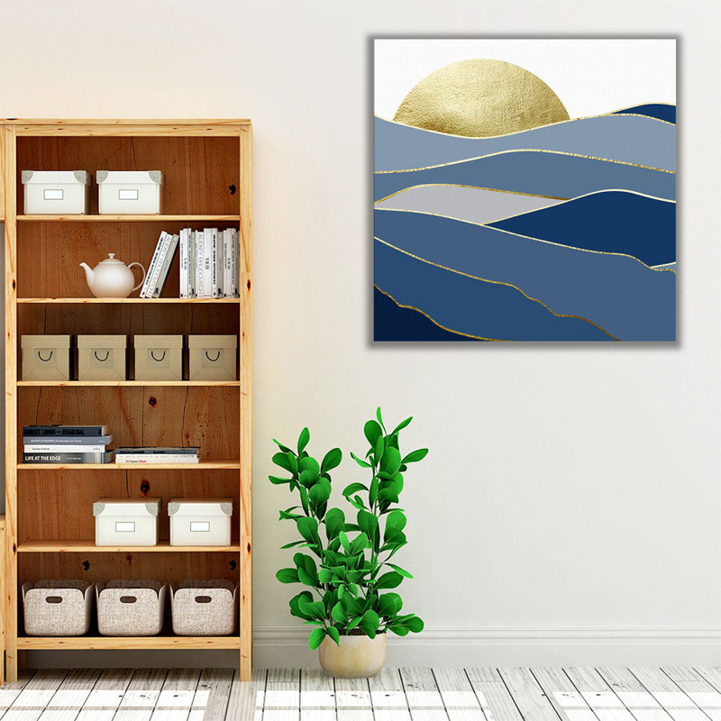 «Marine Gold Landscape 2», reproduction d'art sur toile, H 12 po x l 12 po