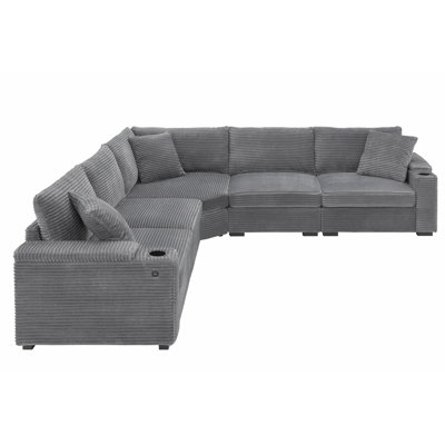 Convertible L-shaped Sectional Sofa, Corduroy Corner Couch With Armrest Storage