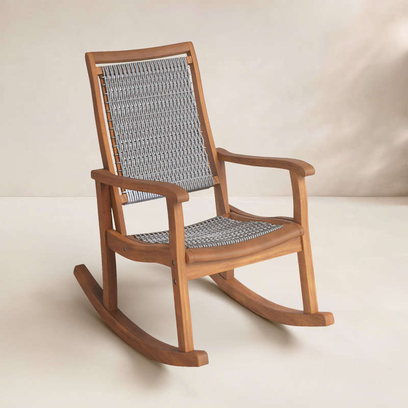 Chaise berçante en bois massif Arnot, Bois flottant gris