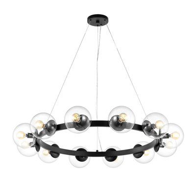 Lustre en roue de chariot à 12 lumières Joandaly