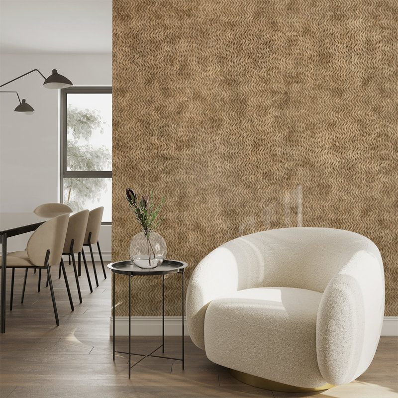 Precious Collection Glass Bead Cord Fabric Design Wallpaper Roll, Brown