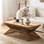 Table basse de style Mid-Century moderne, table d'appoint rectangulaire en bois 43,3 po avec base en bambou tissé - Table basse rustique Boho