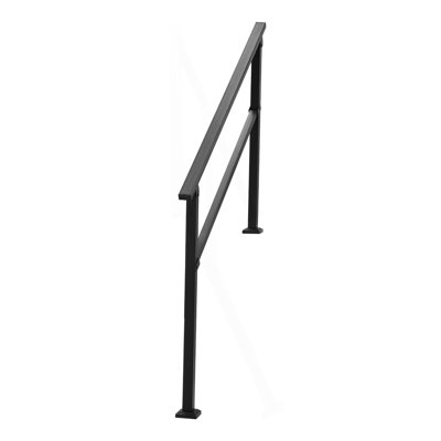 Outdoor Handrails For 4-5 Step Stairs Black Square Tube Easy Install For Senior