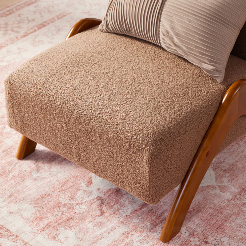 Upholstered Accent Chair with Wooden Legs, Brown