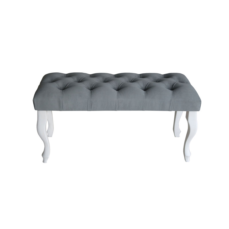 Upholstered Bench, Grey/Brown/Blue, 45cm H x 120cm W x 40cm D