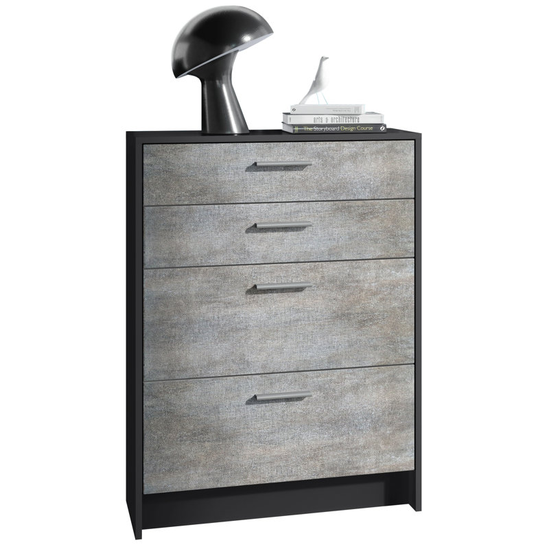 Mclawhorn 4 Drawer 76Cm W Chest Of Drawers, Black/Mottled Brown