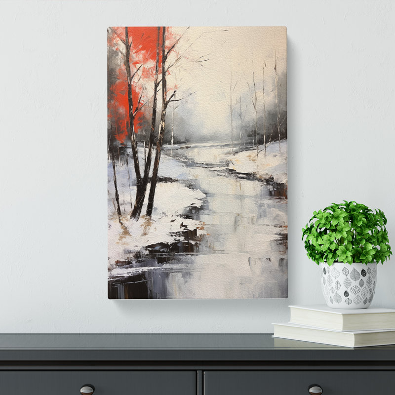 Winter Landscape Gestural No.2 - Wrapped Canvas, 50cm H x 35cm W x 3cm D