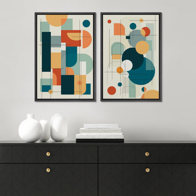 Multicolor Polygon Abstract Formes Art numérique Boho moderne coloré 2 pièces