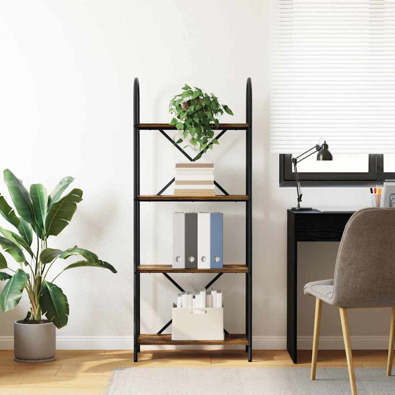  Bookshelf Engineered Wood, Smoked Oak, (4 Shelves) 146cm. H x 60cm. W x 30cm. D