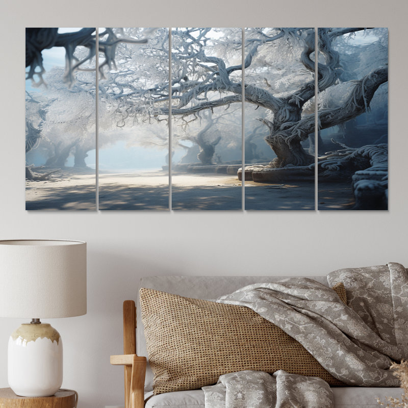 Winter Frozen Tranquility I - décoration murale paysage d'hiver - 5 panneaux égaux