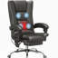 Chaise de bureau avec massage par vibration et fonction de chauffage, avec repose-pieds, noir