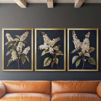 FLORAL Series CLVI  -Custom Framed  Wrapped Gallery Canvas - 3 Pieces
