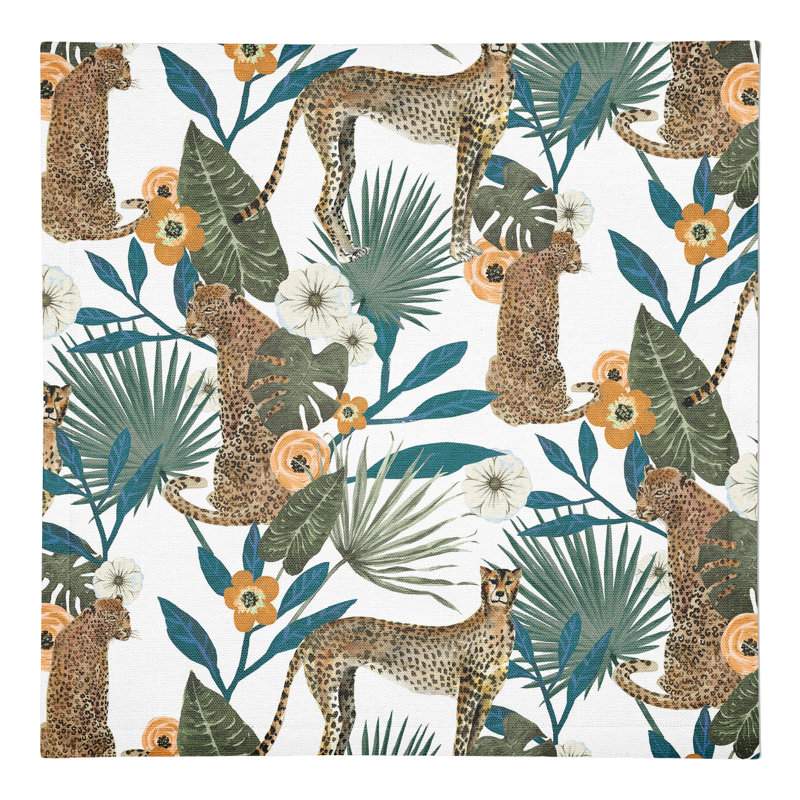 Serviette en coton 10 po Tropical Cheetah, Blanc