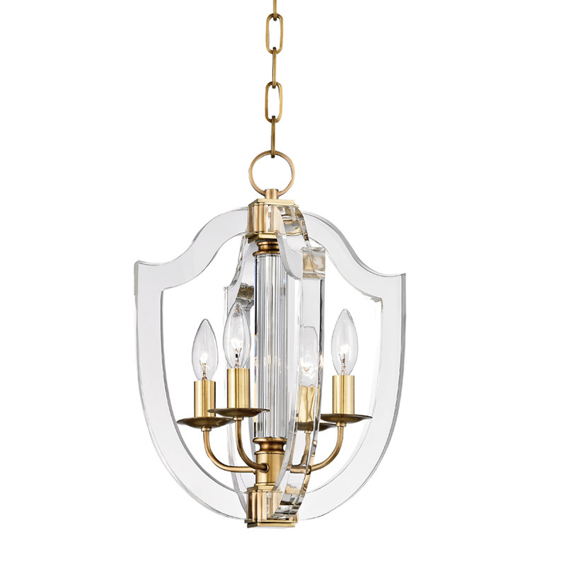 Arietta 4 - Light Chandelier, Aged Brass, 17" H X 12.25" W X 12.25" D