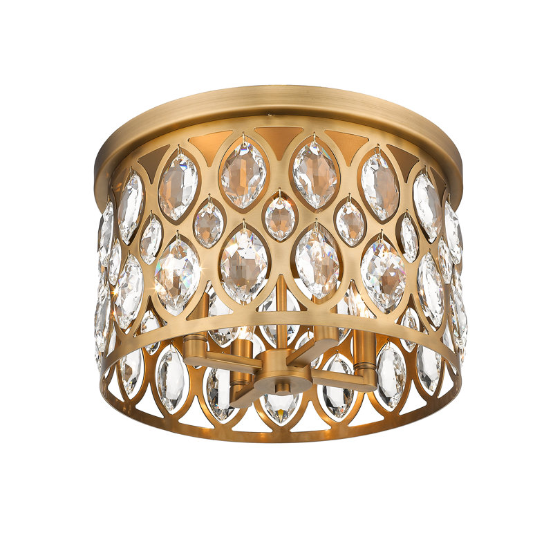 Delphina Crystal Flush Mount, Heirloom Brass