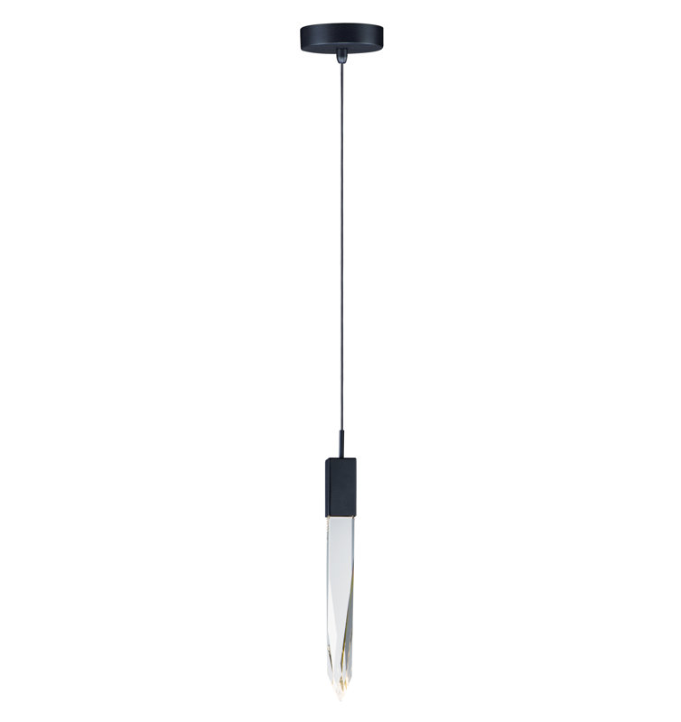 1 - Light LED Single Pendant, Black, 21" H x 4.75" W x 4.75" D