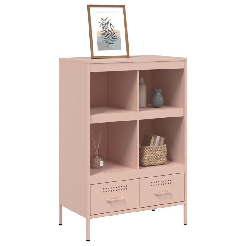 Sharell 101.5cm H x 68cm W Steel Standard Bookcase, Pink