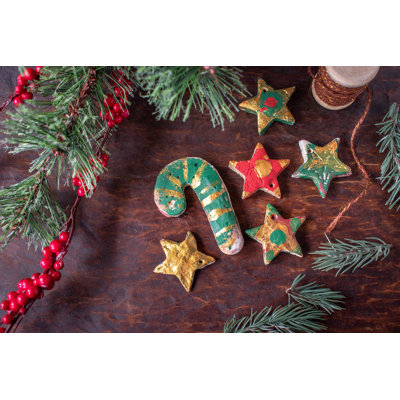 Painted Dough Ornaments by Lynne Mitchell - Wrapped Canvas Print